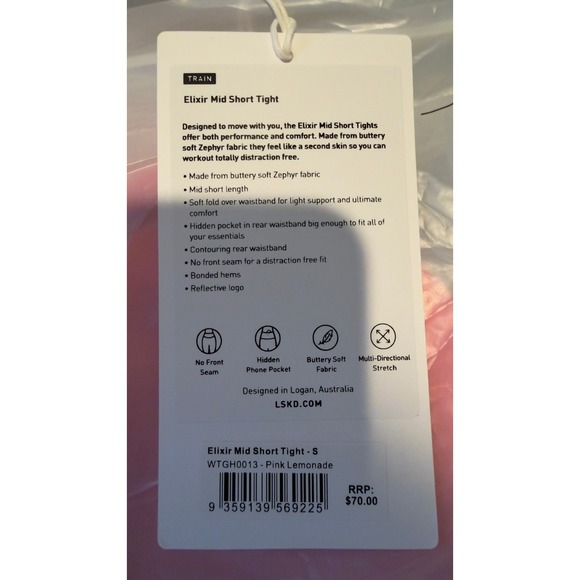LSKD Elixir Mid Tights High Waist 6 inch Pink Lemonade Women's Small, NWT, NEW - Picture 4 of 11